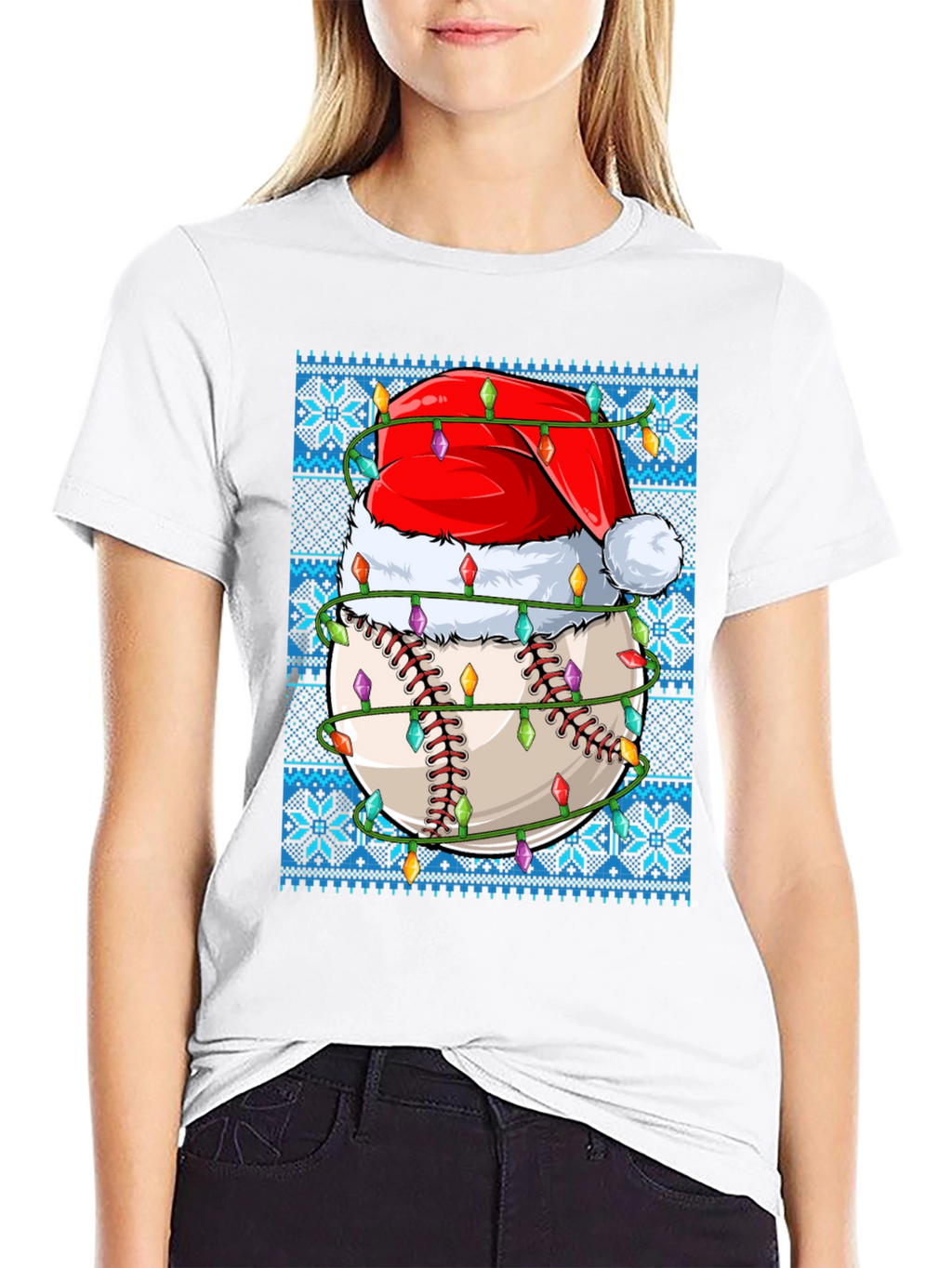 Festive Baseball Santa Hat T-Shirt