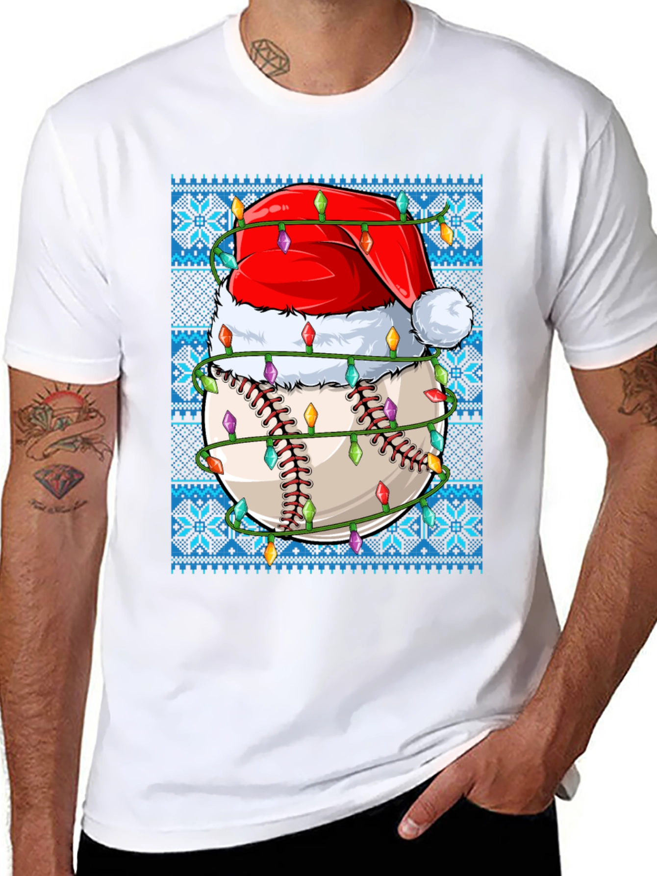 Festive Baseball Santa Hat T-Shirt