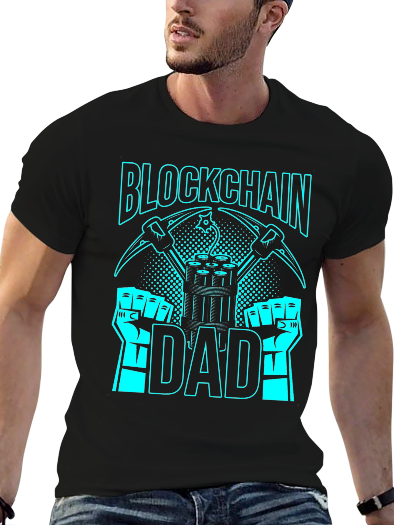 Blockchain Dad Graphic Tee - Crypto Mining T-Shirt