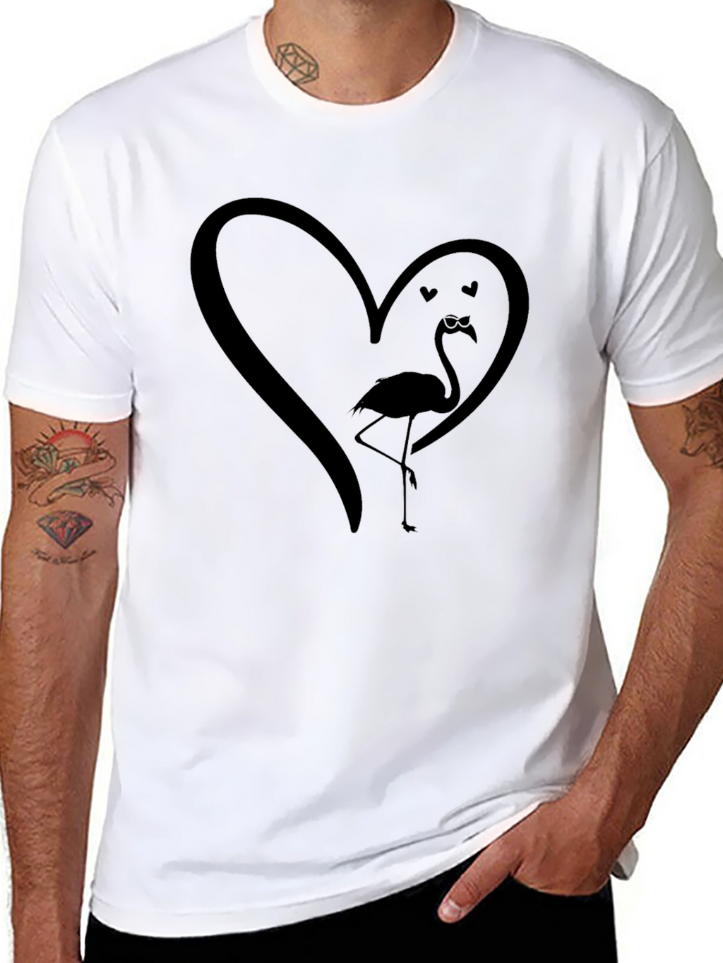 Flamingo Heart Graphic Tee - Unique Design