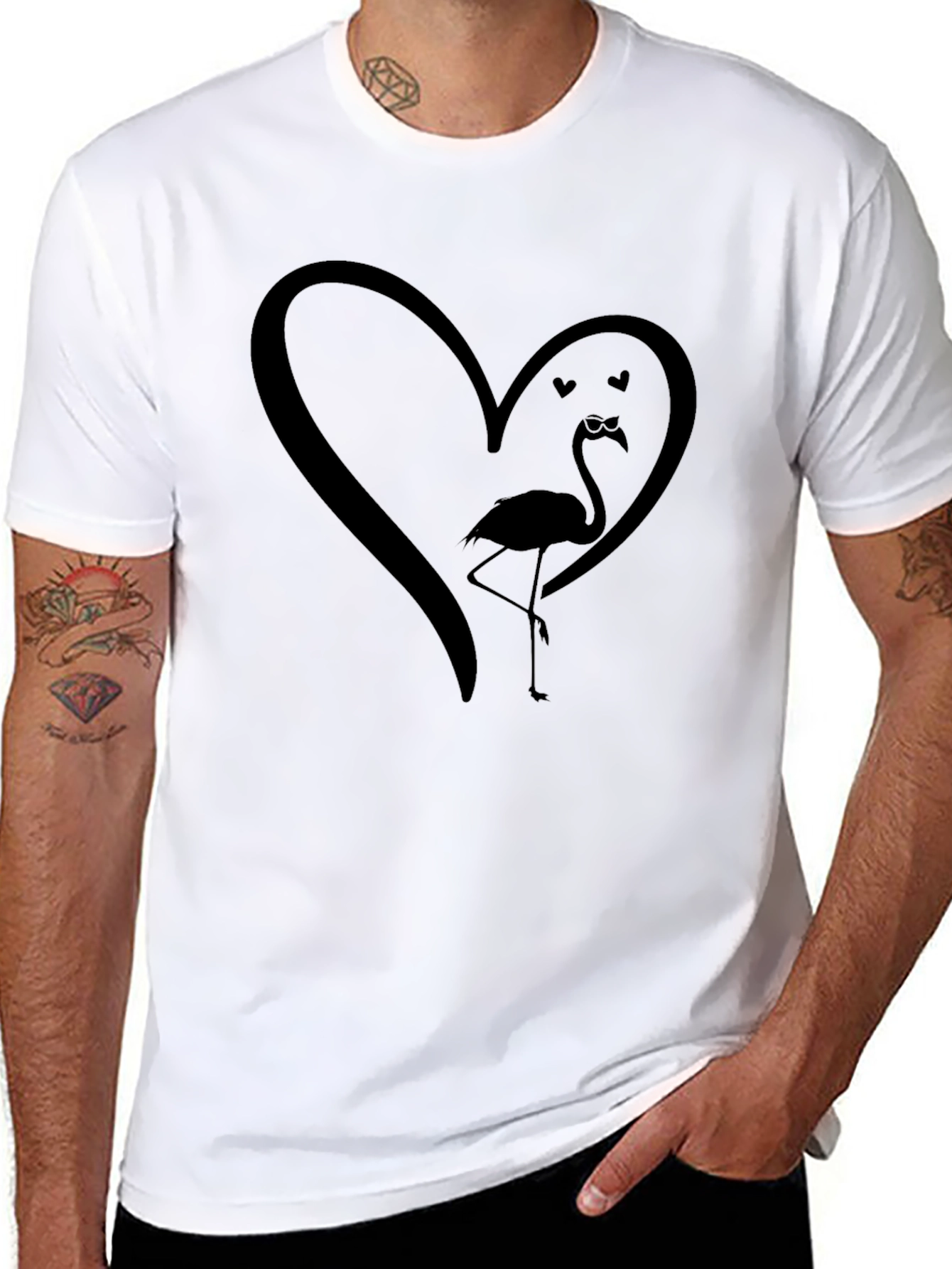 Flamingo Heart Graphic Tee - Unique Design