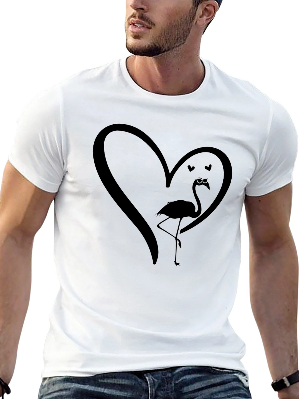 Flamingo Heart Graphic Tee - Unique Design