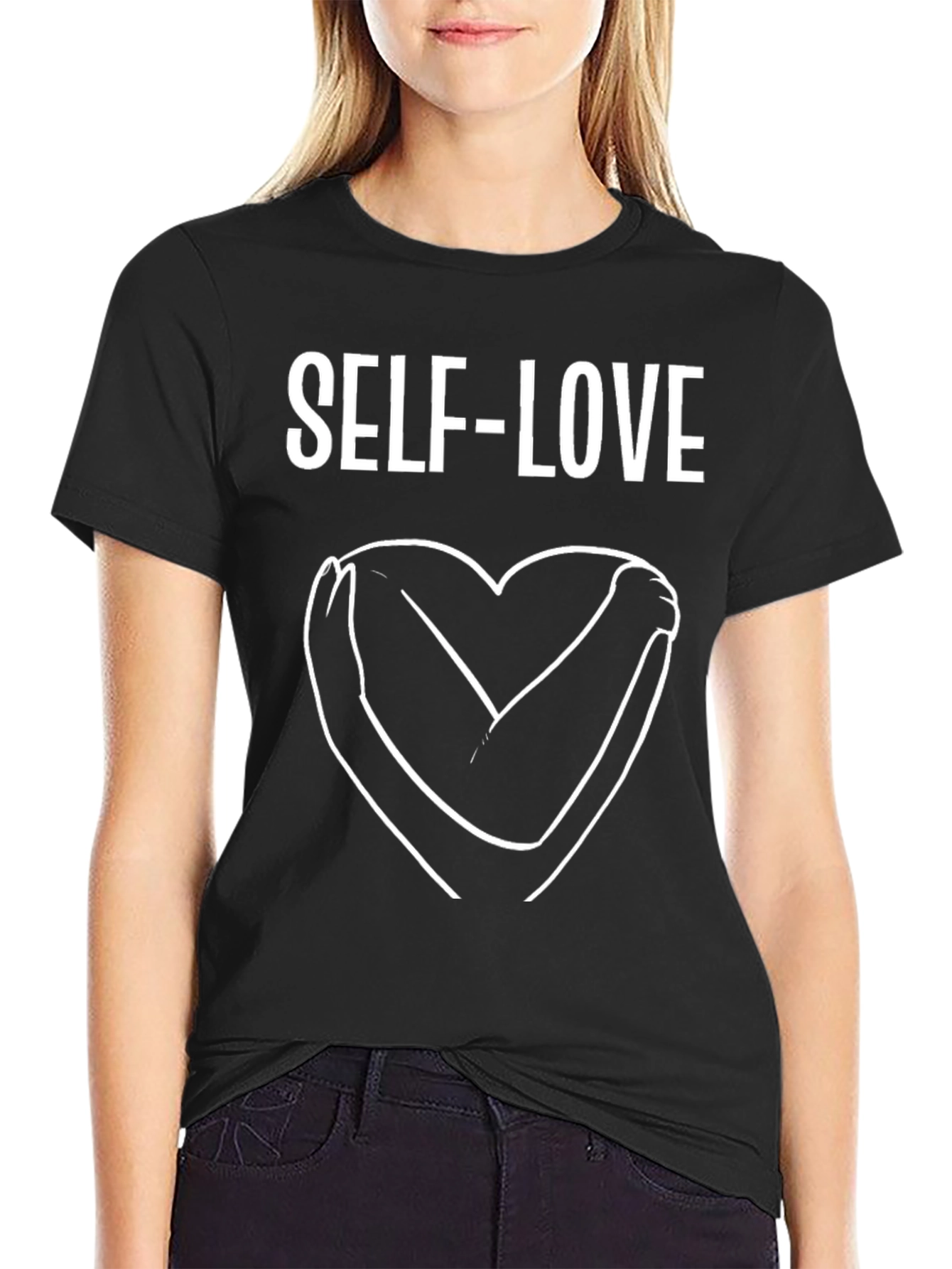 Self-Love Heart Graphic Tee - Black