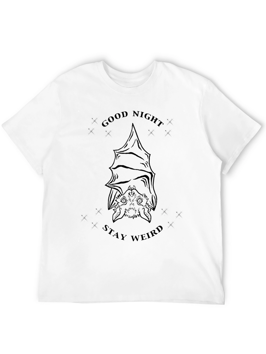 Good Night Stay Weird Bat Graphic T-Shirt