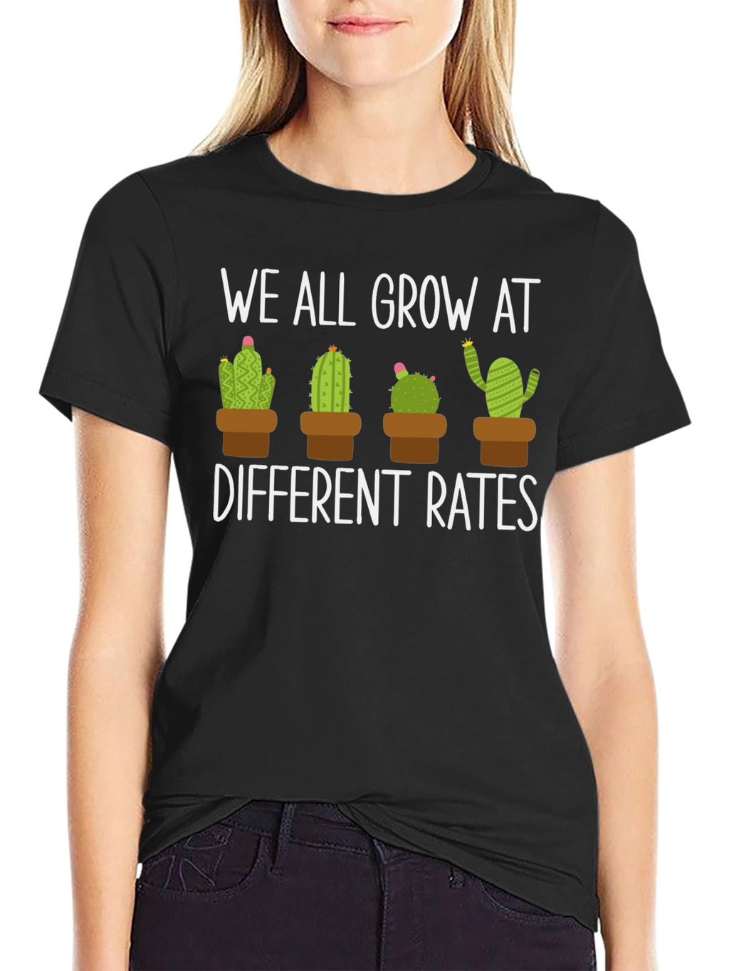We All Grow At Different Rates Cactus Graphic Tee