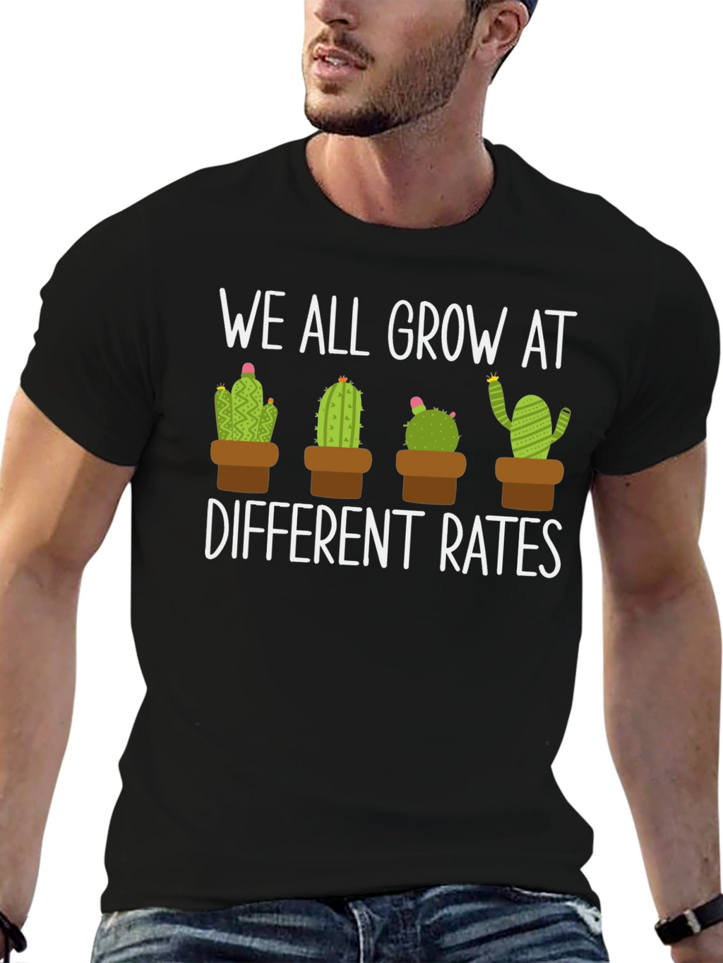 We All Grow At Different Rates Cactus Graphic Tee