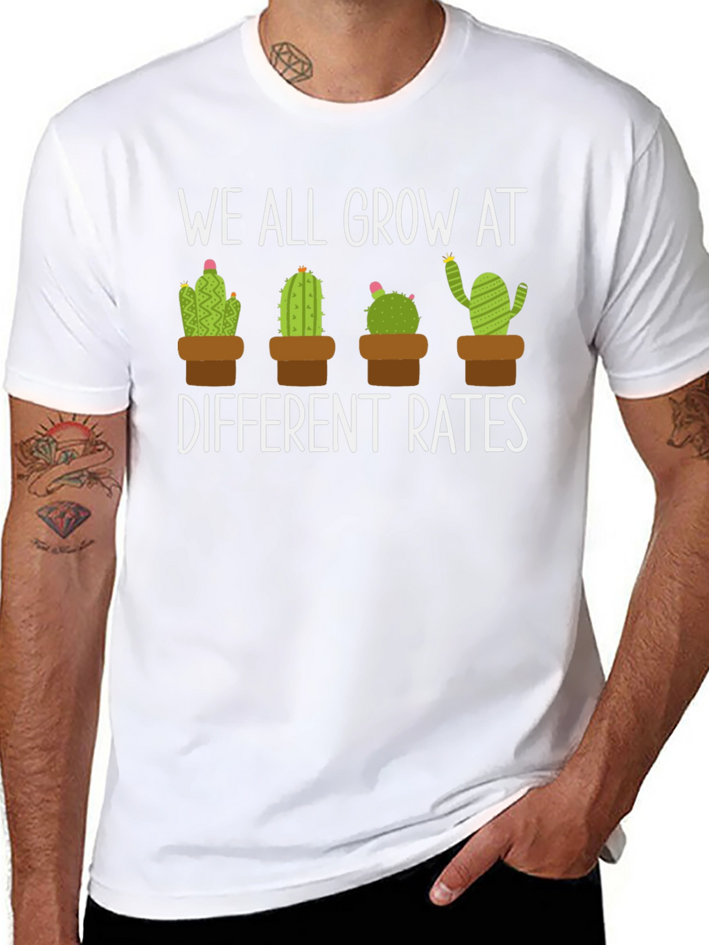 We All Grow At Different Rates Cactus Graphic Tee
