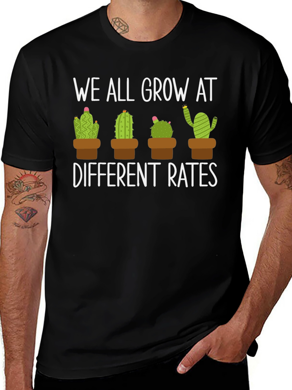 We All Grow At Different Rates Cactus Graphic Tee