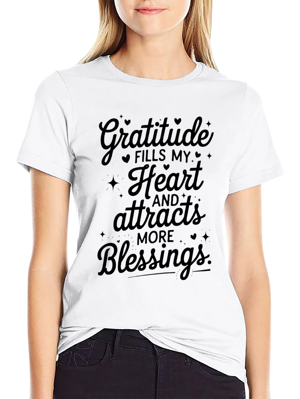 Gratitude Fills My Heart Black T-Shirt