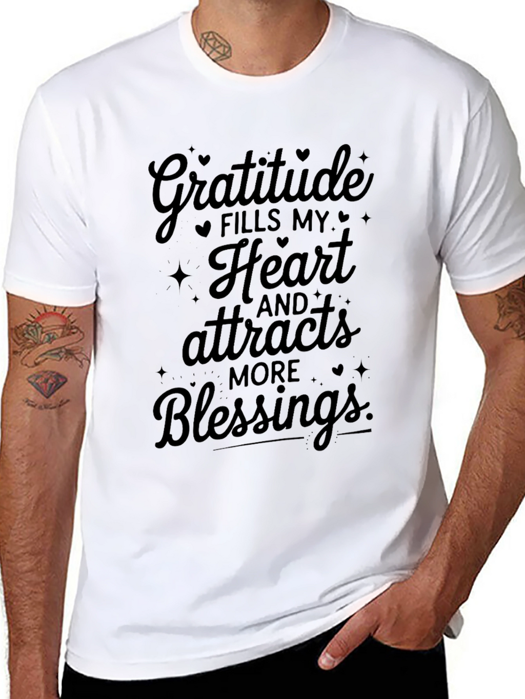 Gratitude Fills My Heart Black T-Shirt