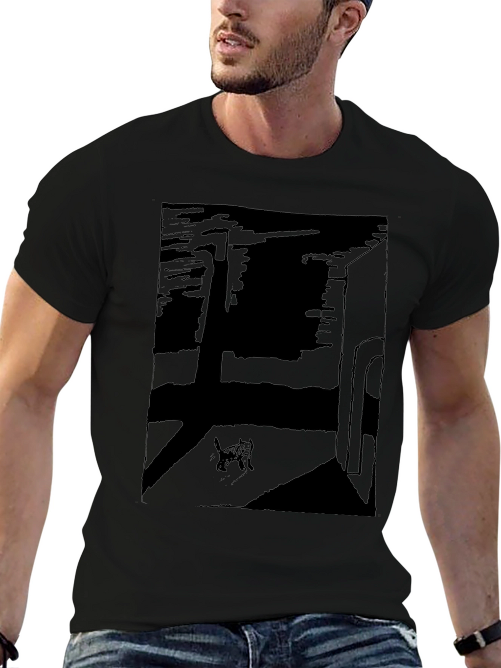 Abstract Cat Graphic T-Shirt