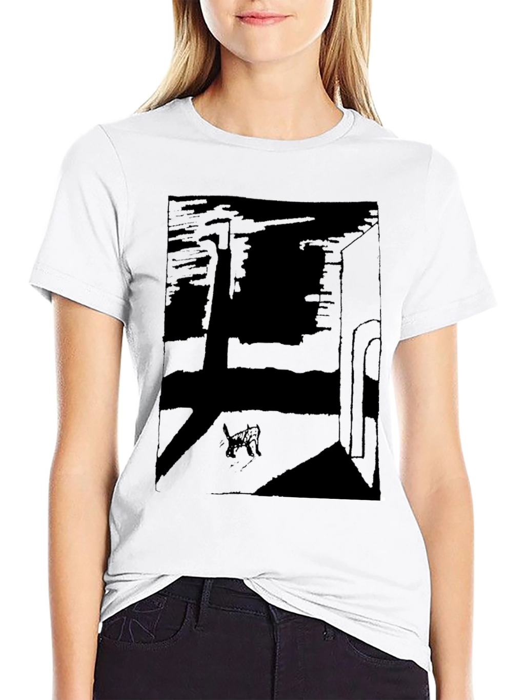 Abstract Cat Graphic T-Shirt