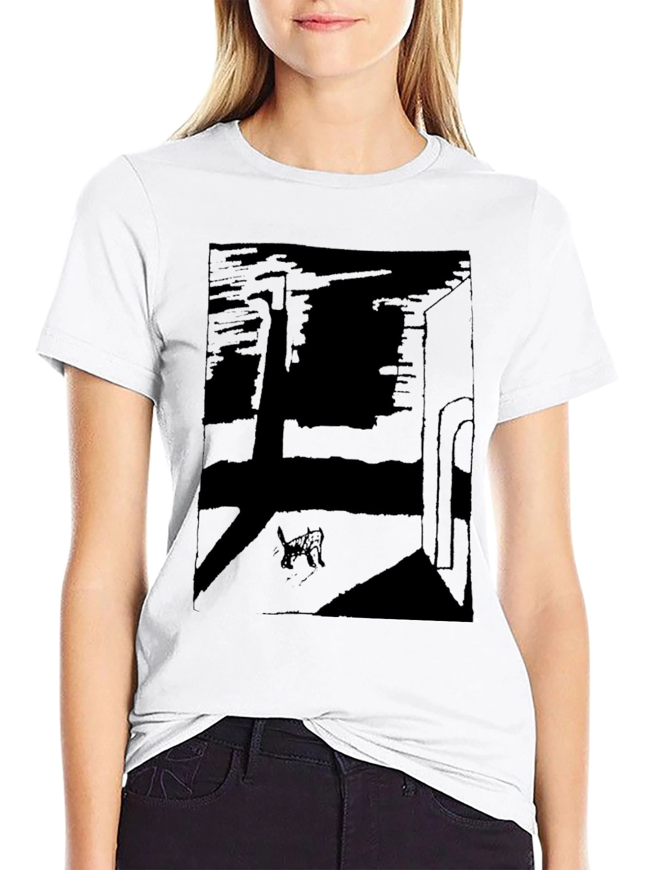 Abstract Cat Graphic T-Shirt