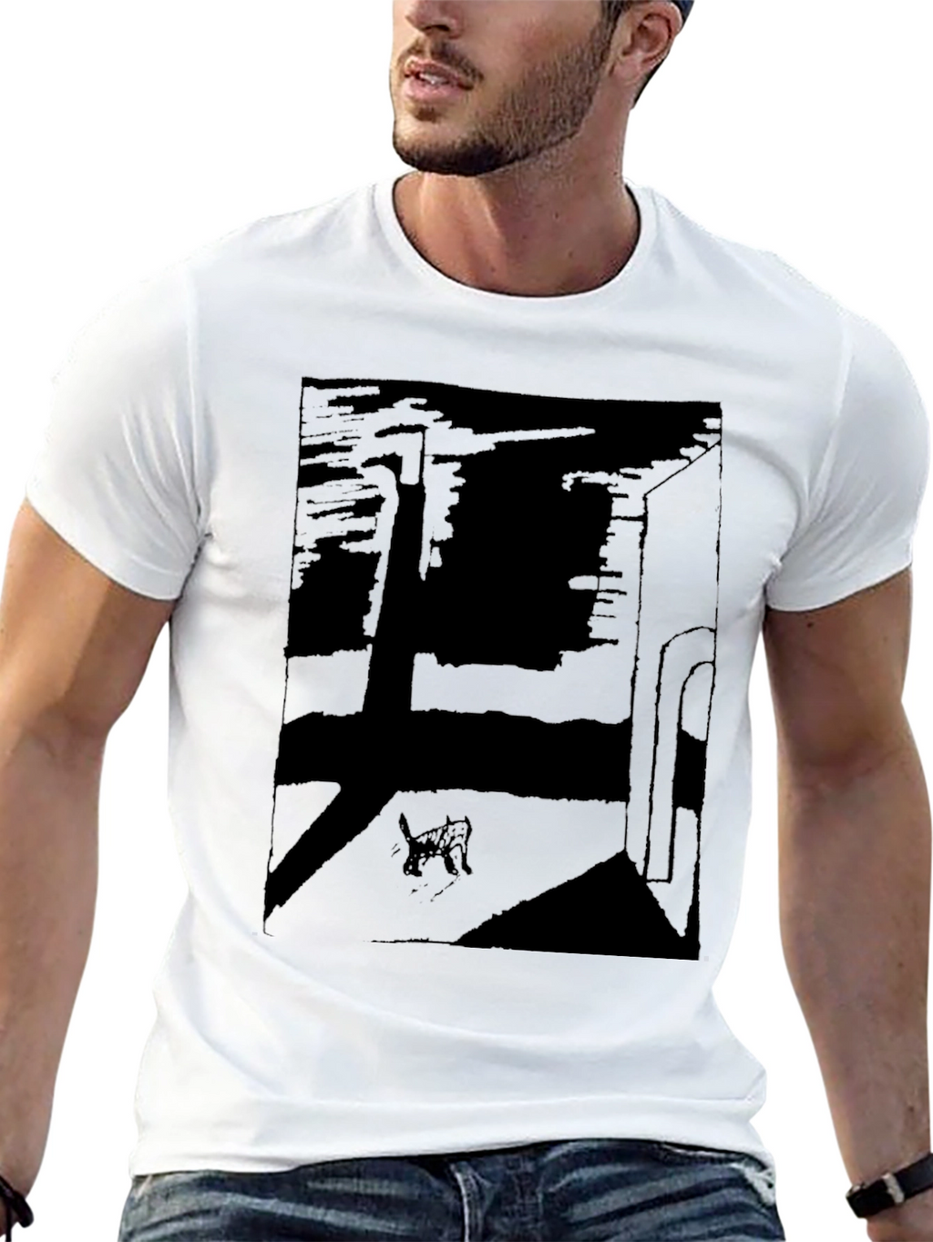 Abstract Cat Graphic T-Shirt