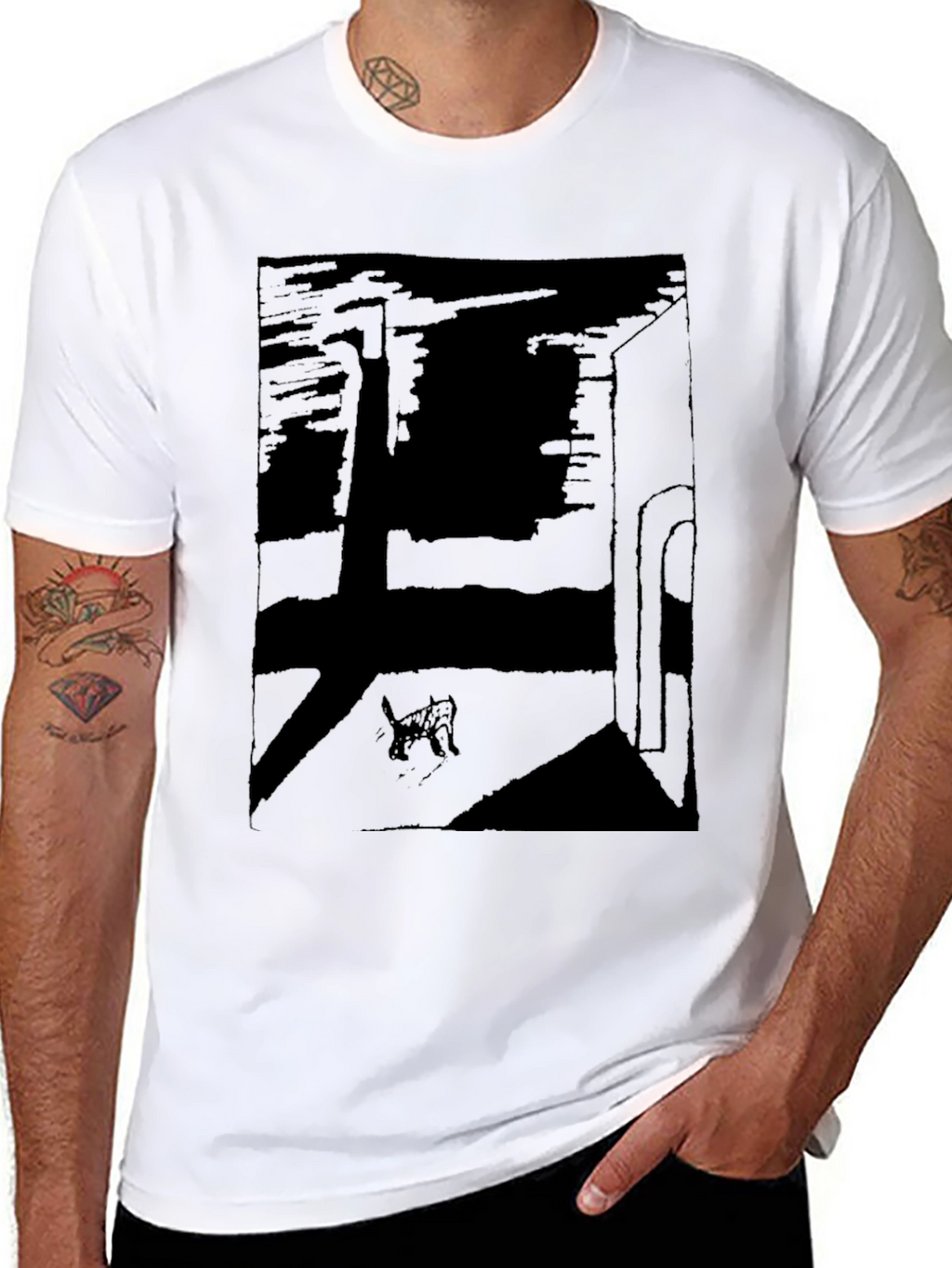 Abstract Cat Graphic T-Shirt