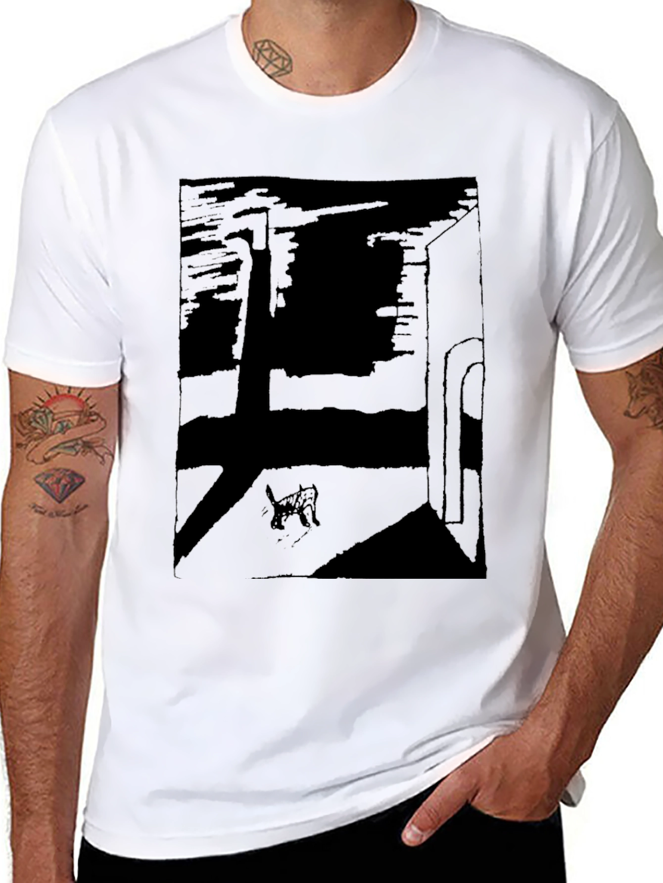 Abstract Cat Graphic T-Shirt