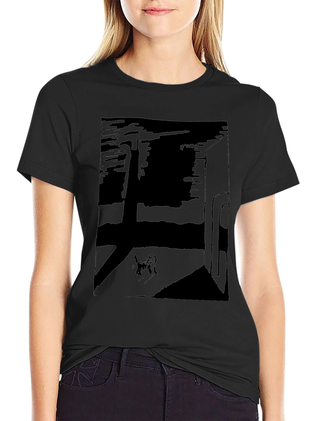 Abstract Cat Graphic T-Shirt