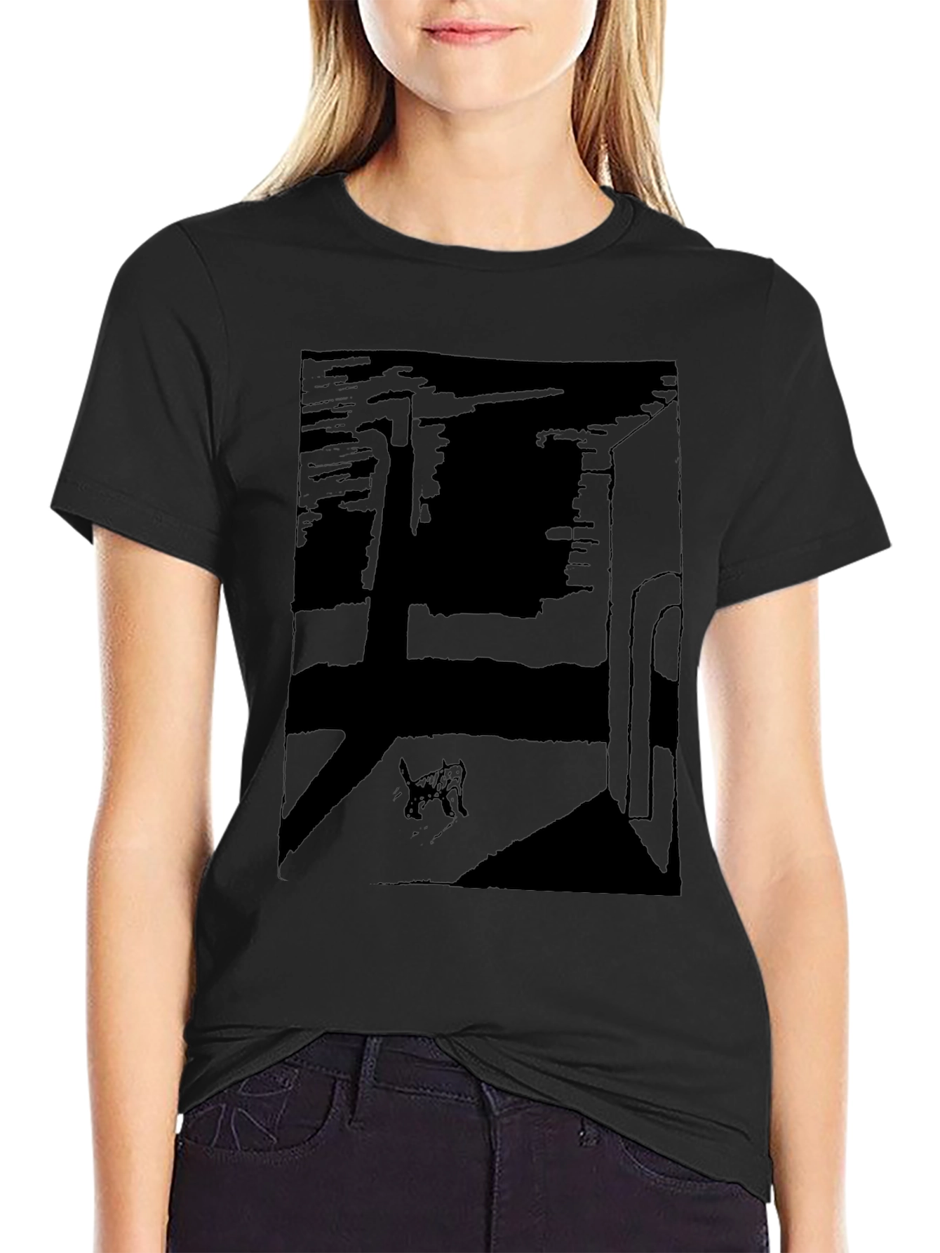 Abstract Cat Graphic T-Shirt