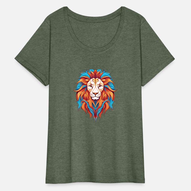 Lion Head Art in Colorful Graphics - Blue Orange