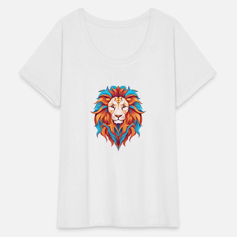 Lion Head Art in Colorful Graphics - Blue Orange