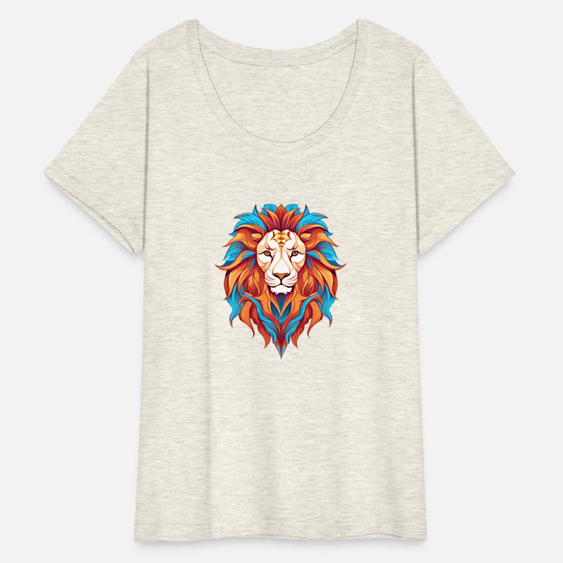 Lion Head Art in Colorful Graphics - Blue Orange