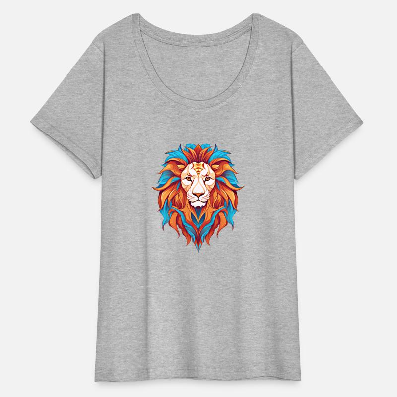 Lion Head Art in Colorful Graphics - Blue Orange
