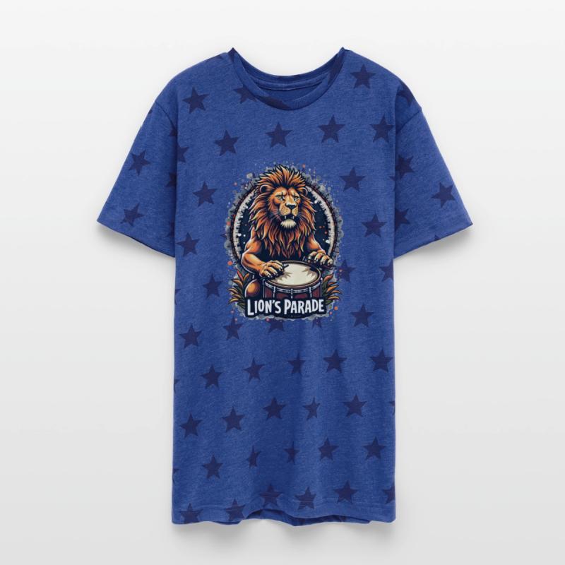 Lion's Drum Parade T-shirt : Majestic Lion Print