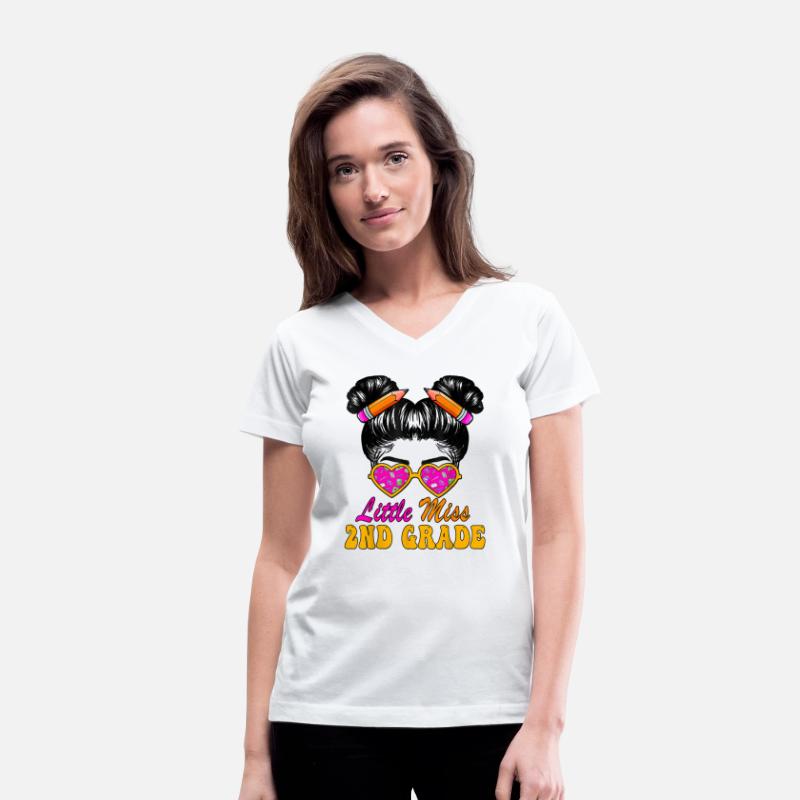 Little Miss Second 2nd Grade Messy Bun Hair Back T