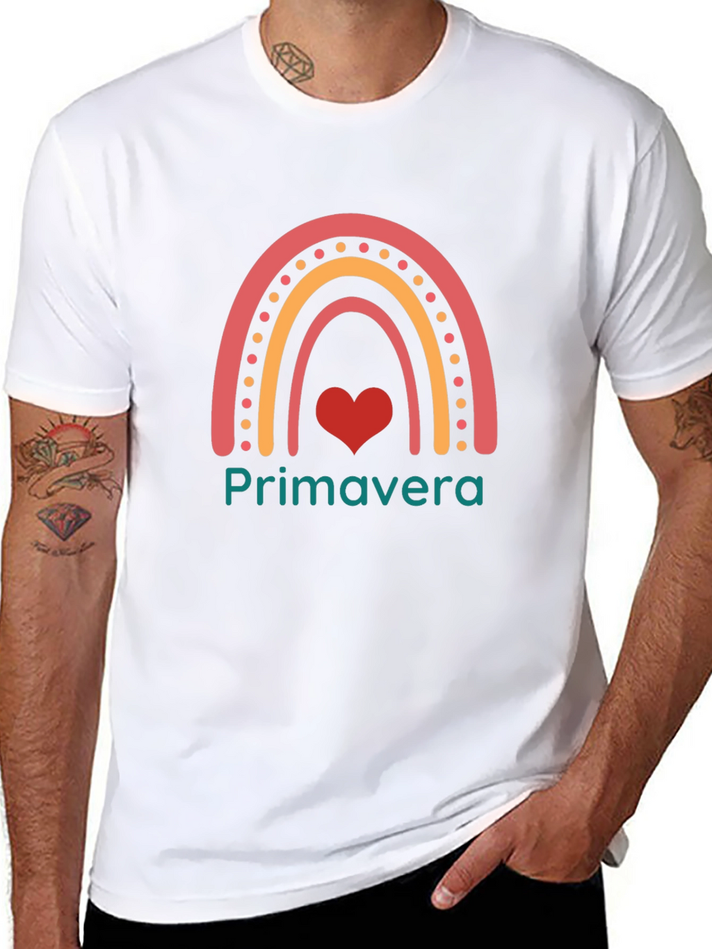 Primavera Rainbow Heart Black T-Shirt