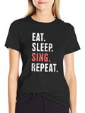 Eat Sleep Sing Repeat Black Graphic Tee