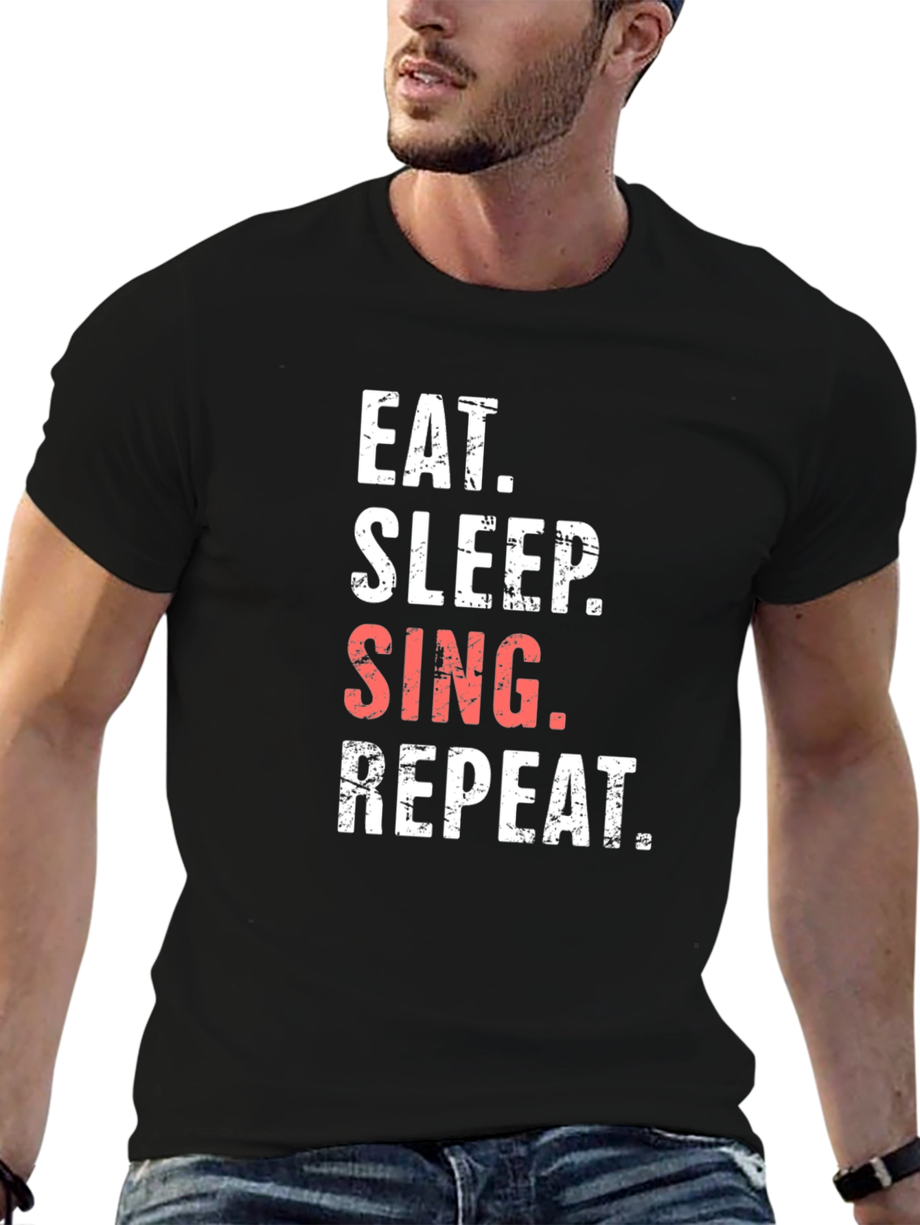 Eat Sleep Sing Repeat Black Graphic Tee