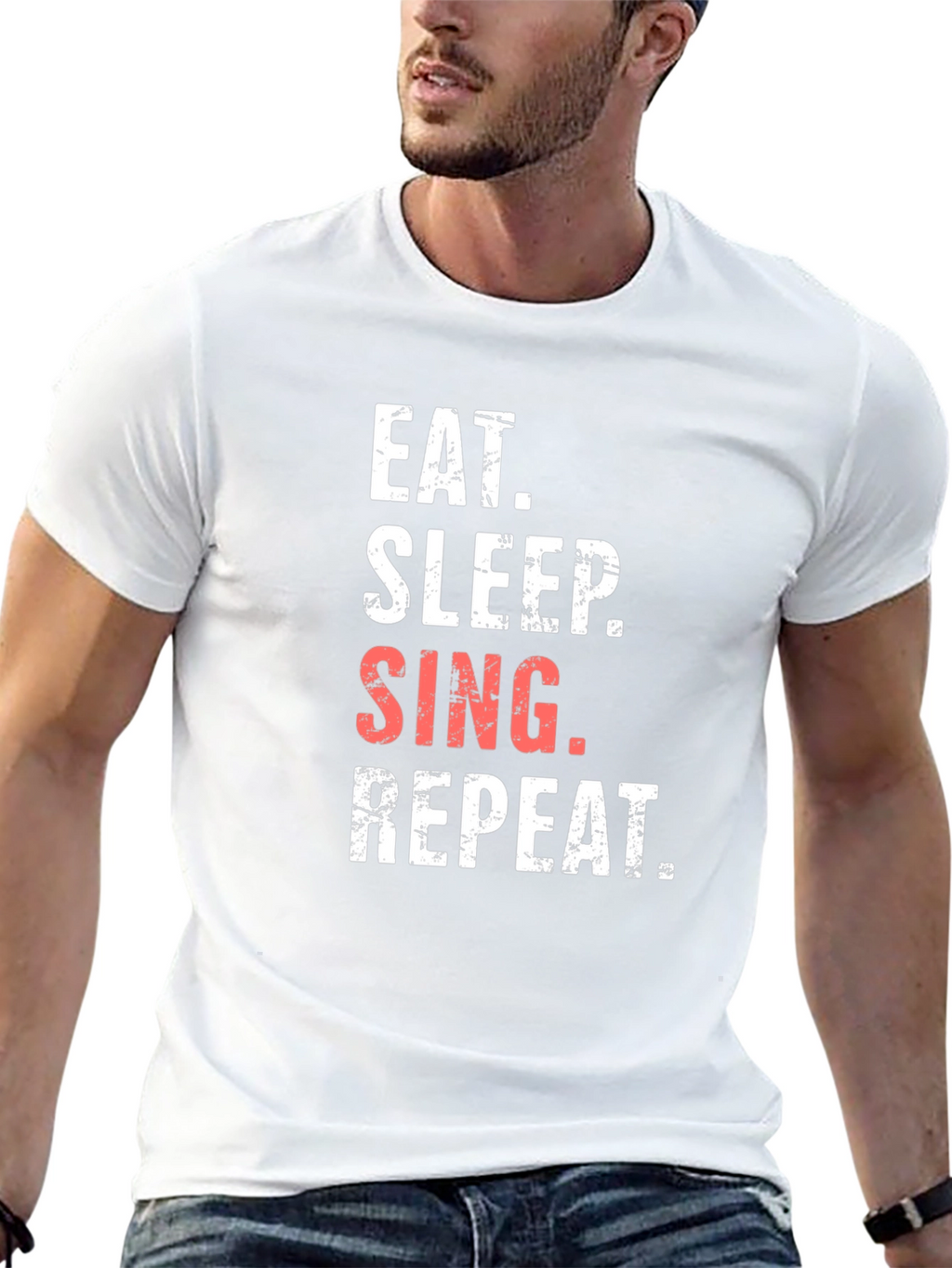 Eat Sleep Sing Repeat Black Graphic Tee