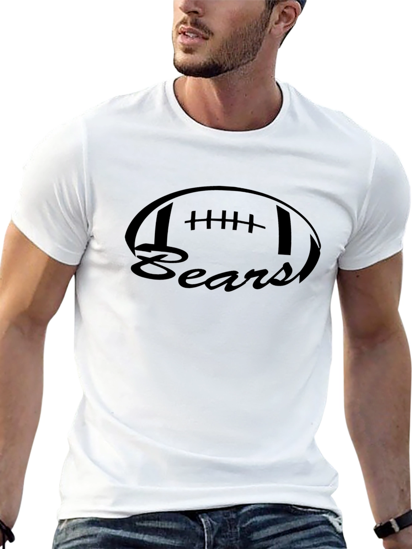 Bears Football Graphic Tee - Black Casual Shirt