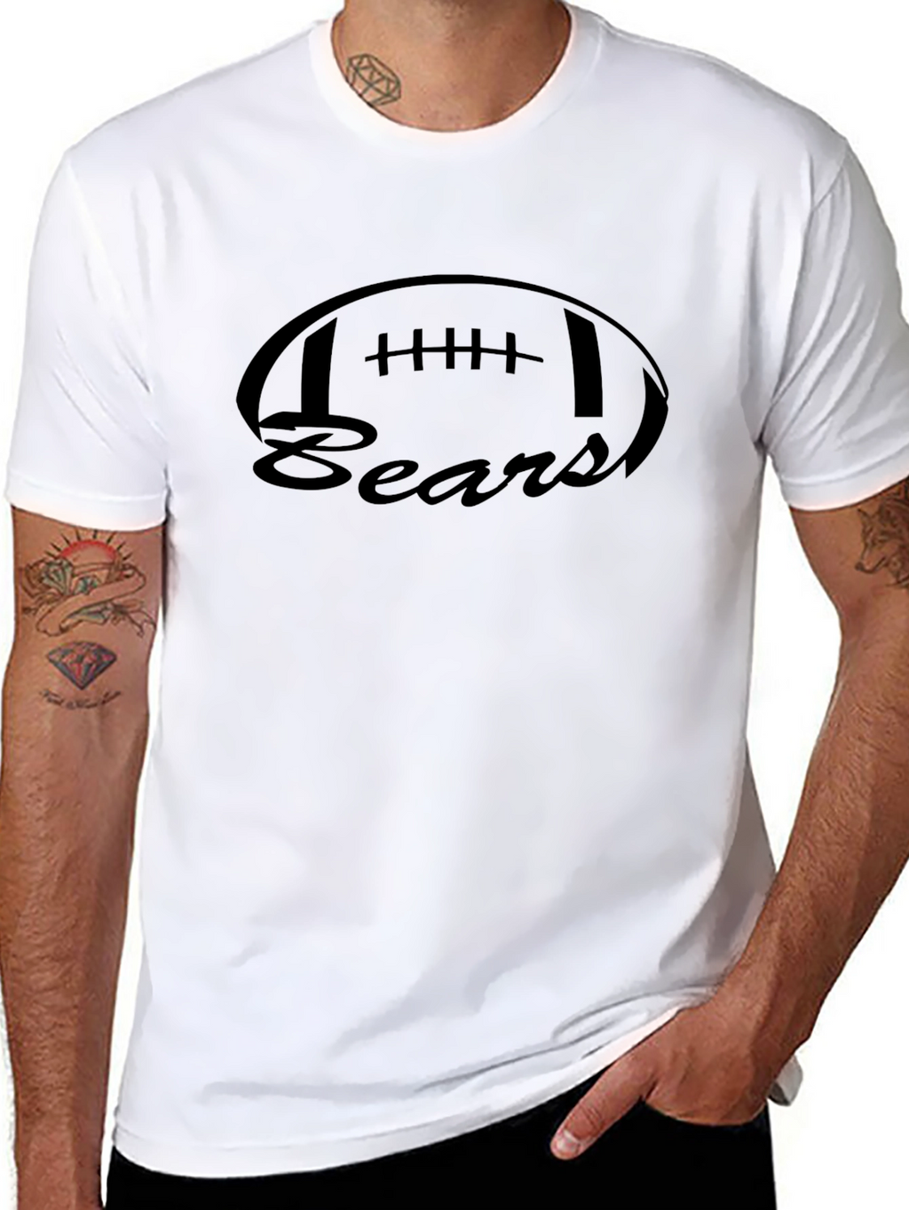 Bears Football Graphic Tee - Black Casual Shirt