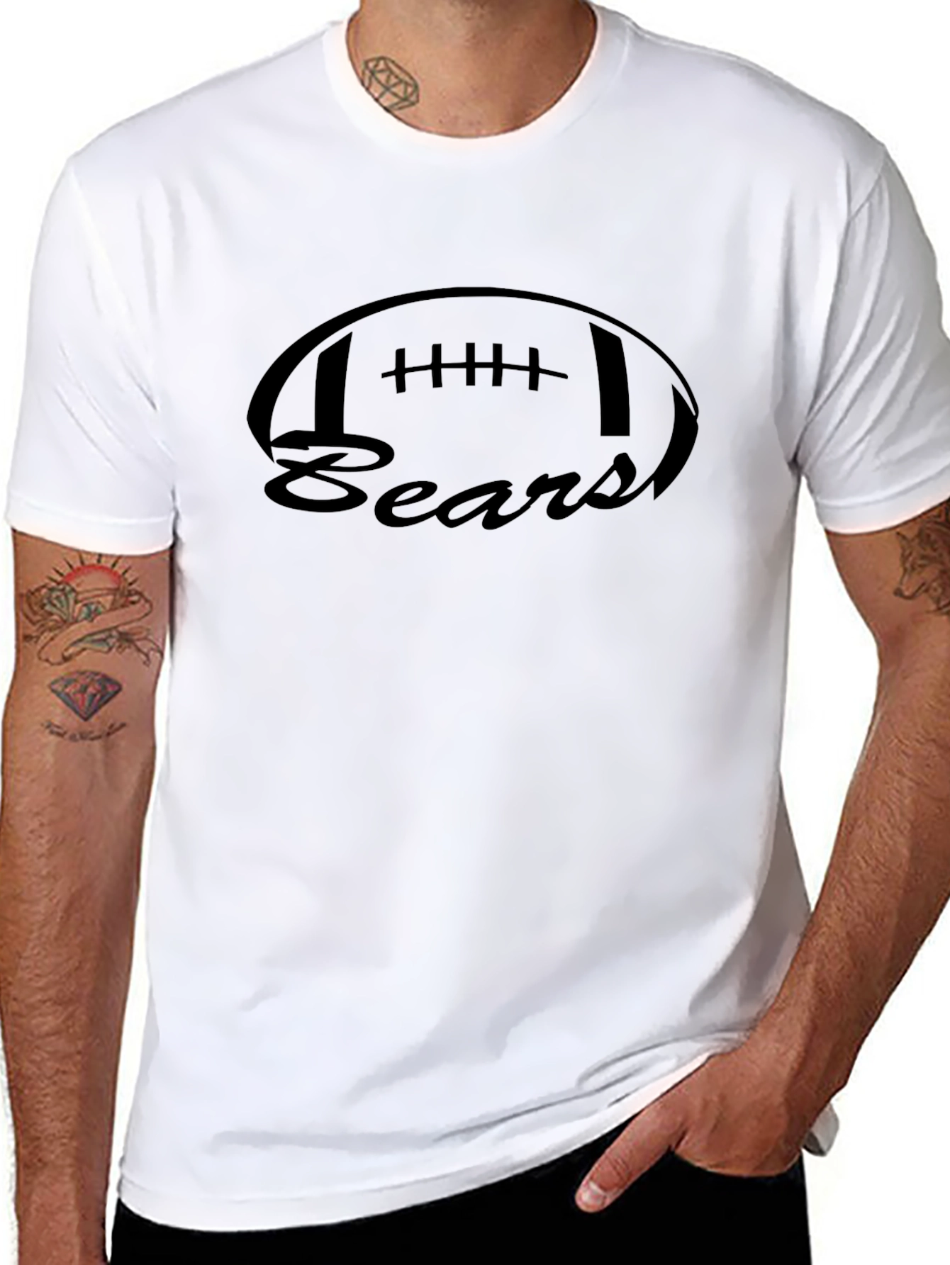 Bears Football Graphic Tee - Black Casual Shirt