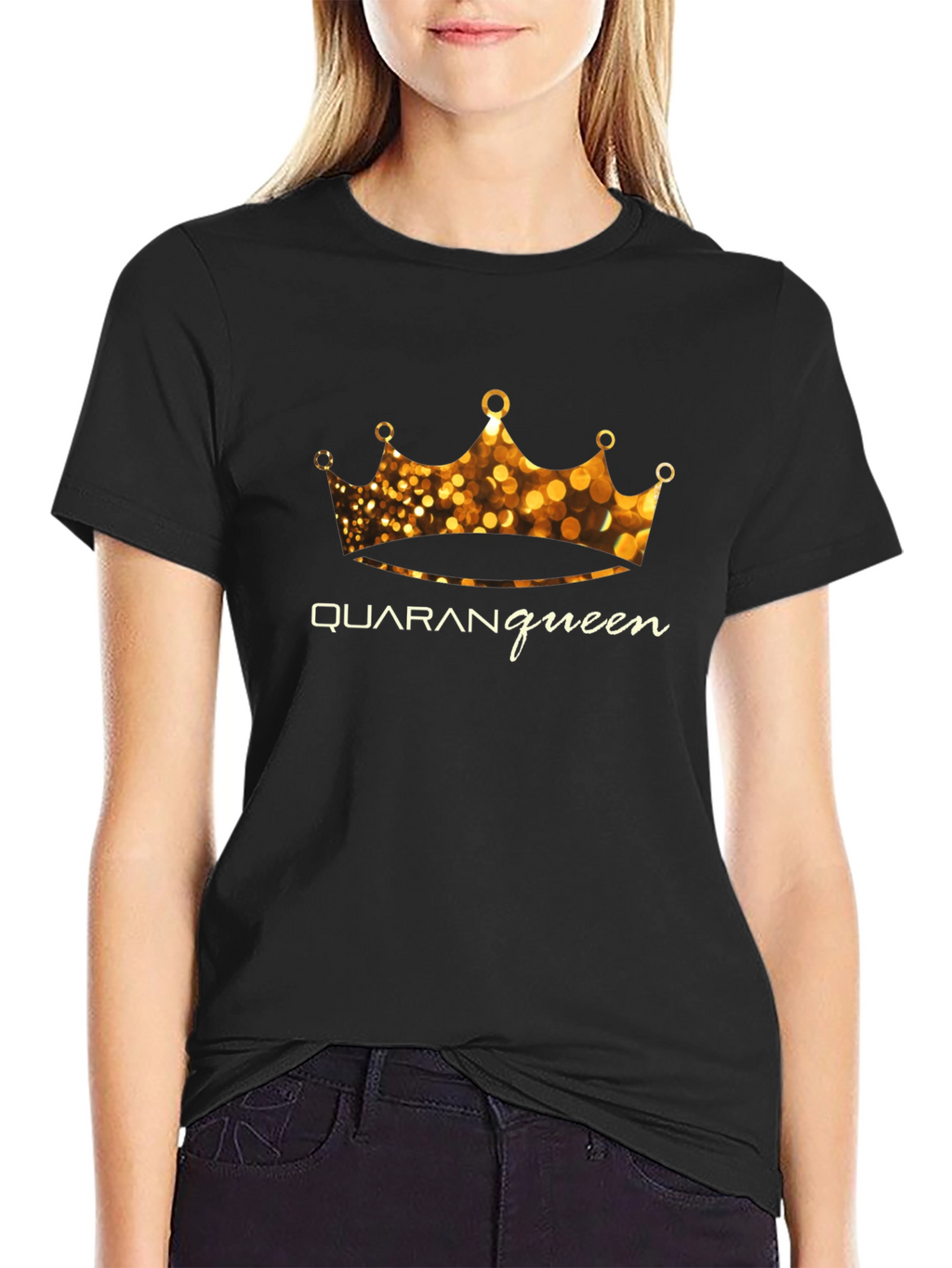 Quaranqueen Black T-Shirt - Crown Design