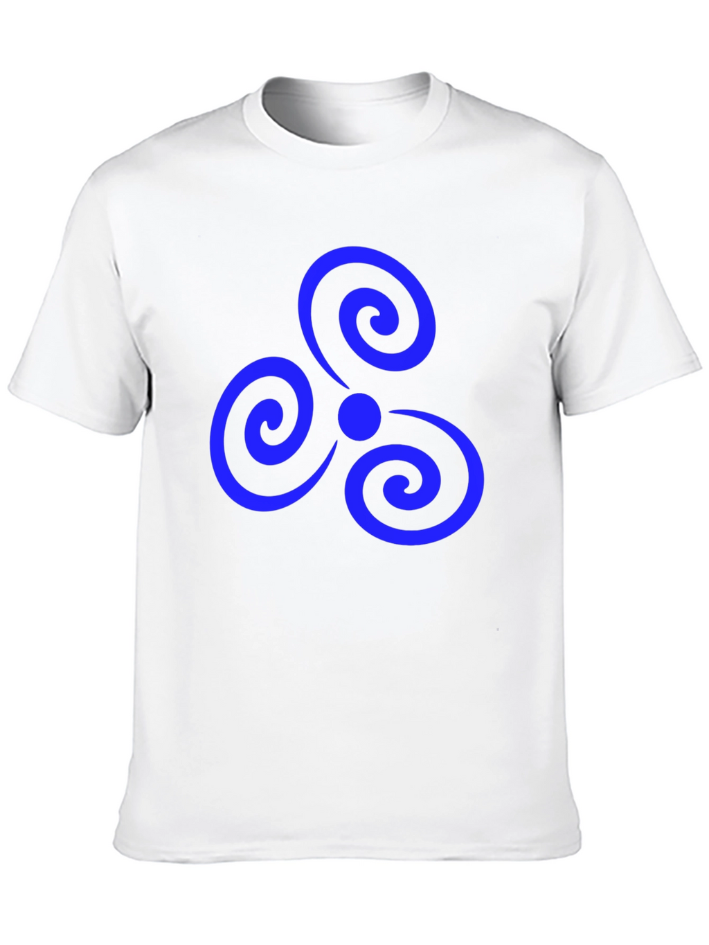 Black T-Shirt with Blue Triple Spiral Design
