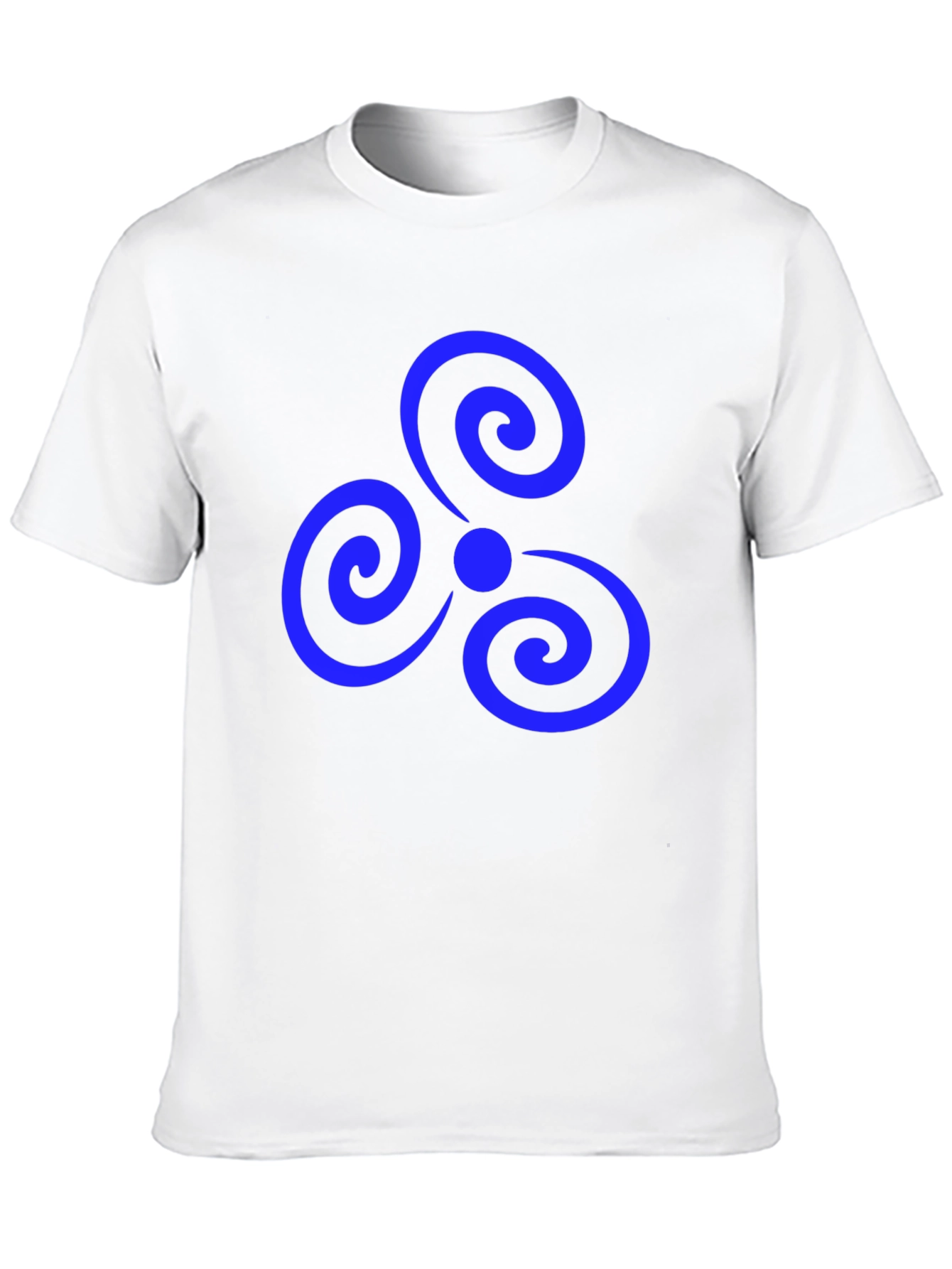 Black T-Shirt with Blue Triple Spiral Design