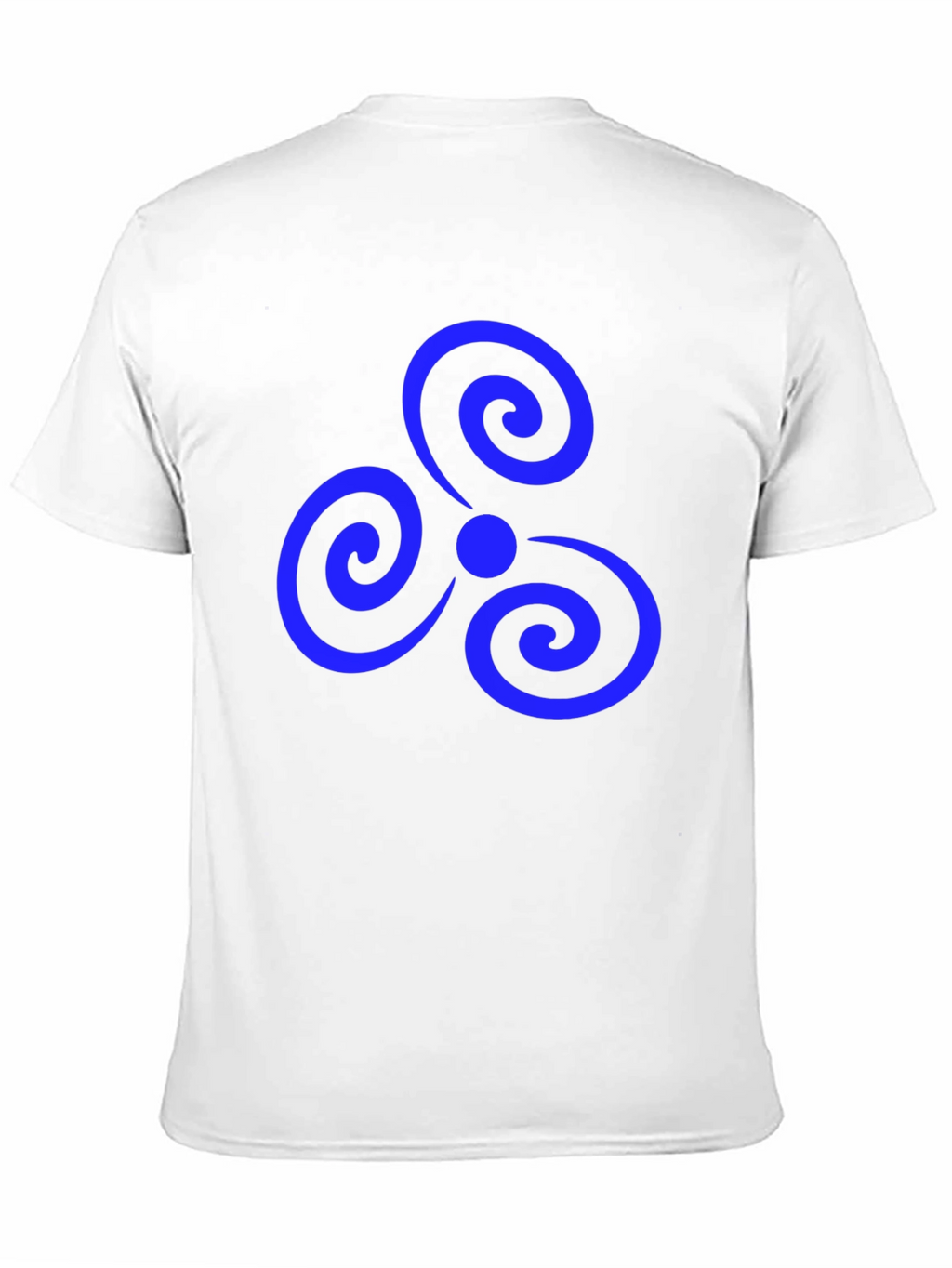 Black T-Shirt with Blue Triple Spiral Design