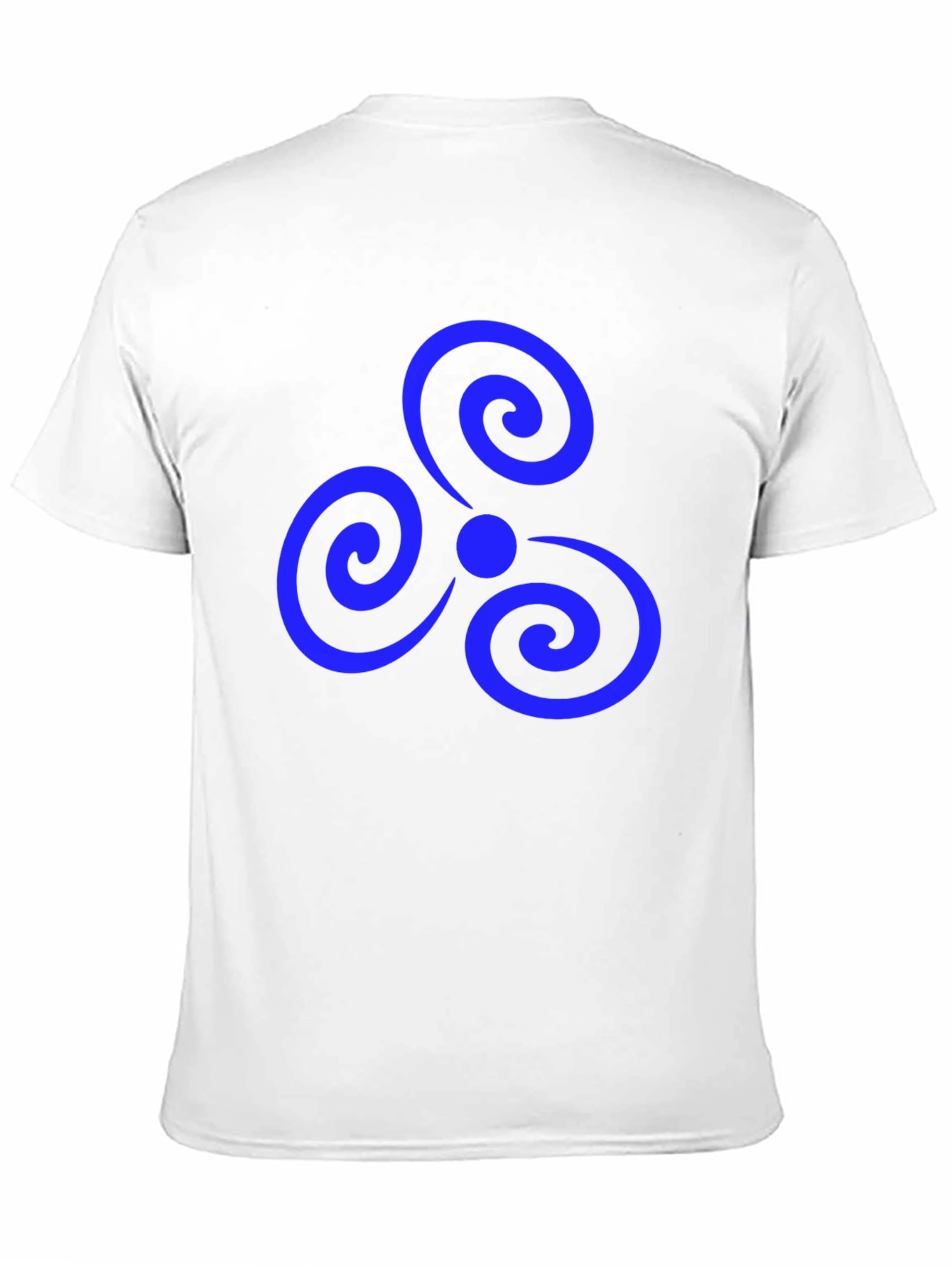Black T-Shirt with Blue Triple Spiral Design