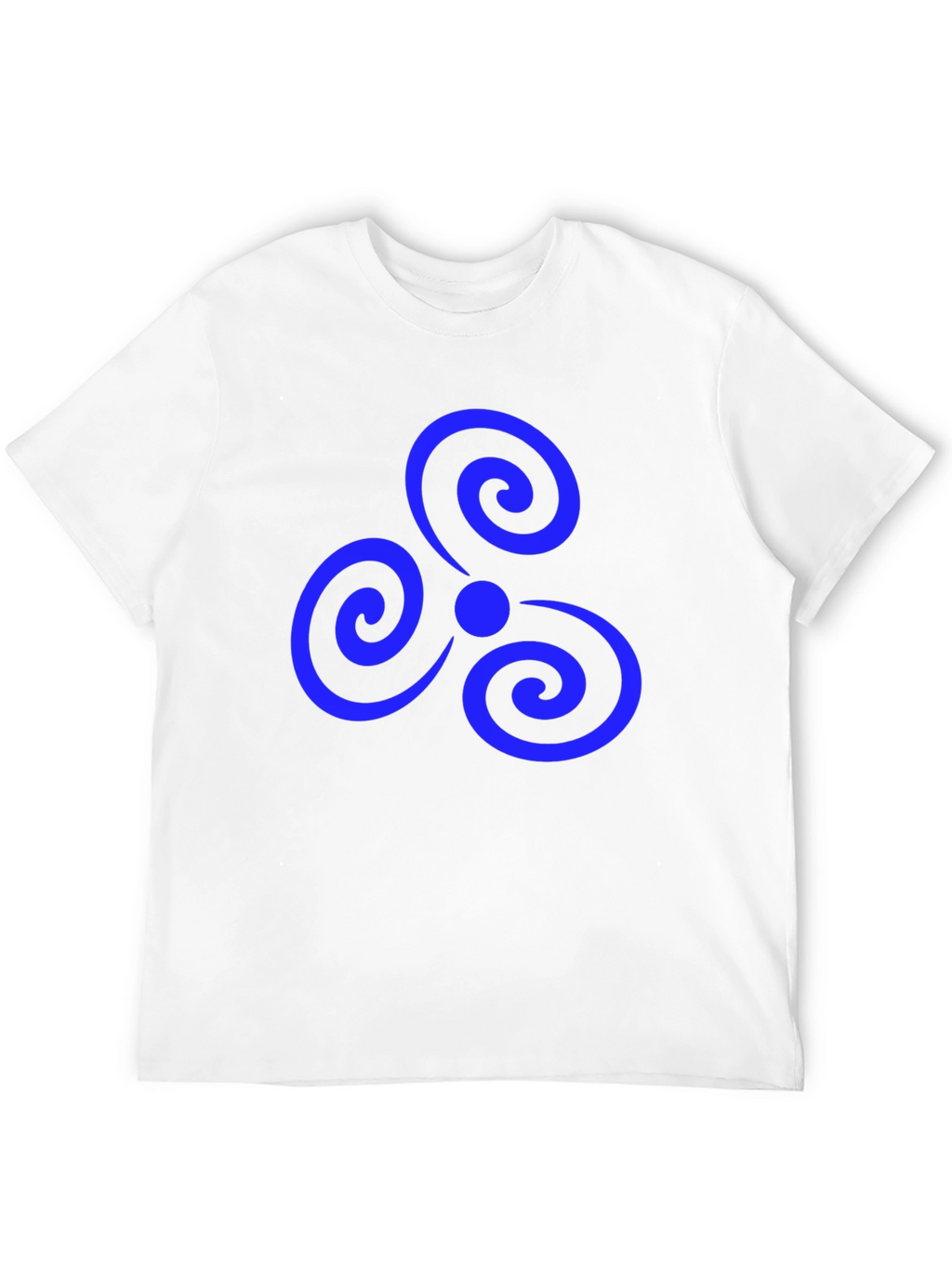 Black T-Shirt with Blue Triple Spiral Design