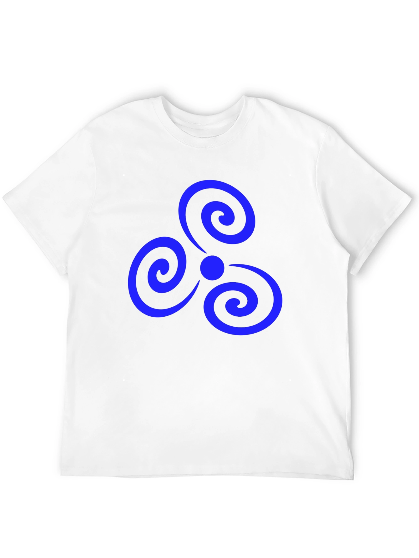 Black T-Shirt with Blue Triple Spiral Design