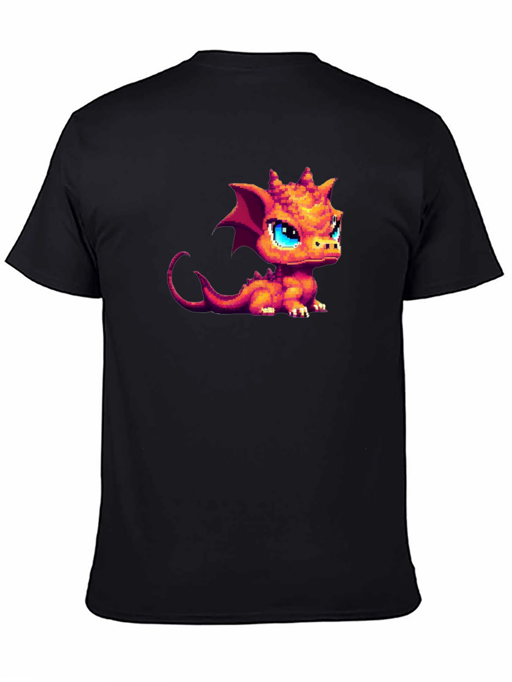 Pixel Dragon Graphic Tee - Black Cotton Shirt