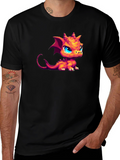 Pixel Dragon Graphic Tee - Black Cotton Shirt