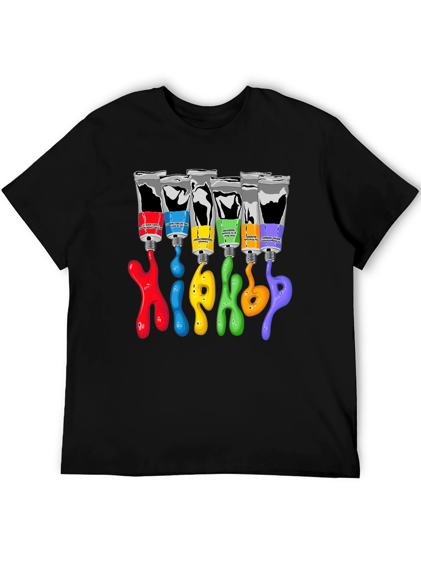 Colorful Paint Tube Graphic Tee - Hip Hop Style