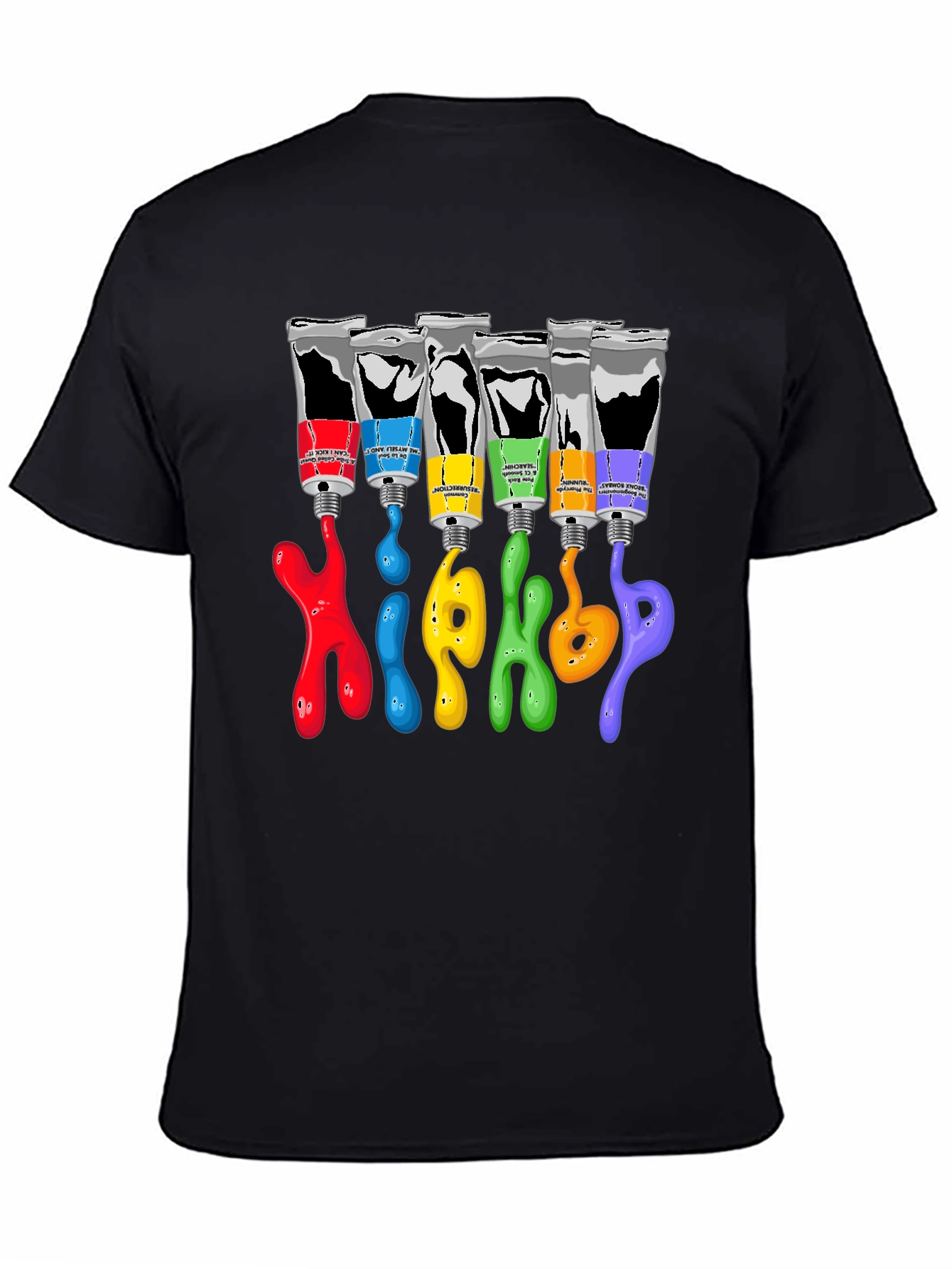 Colorful Paint Tube Graphic Tee - Hip Hop Style