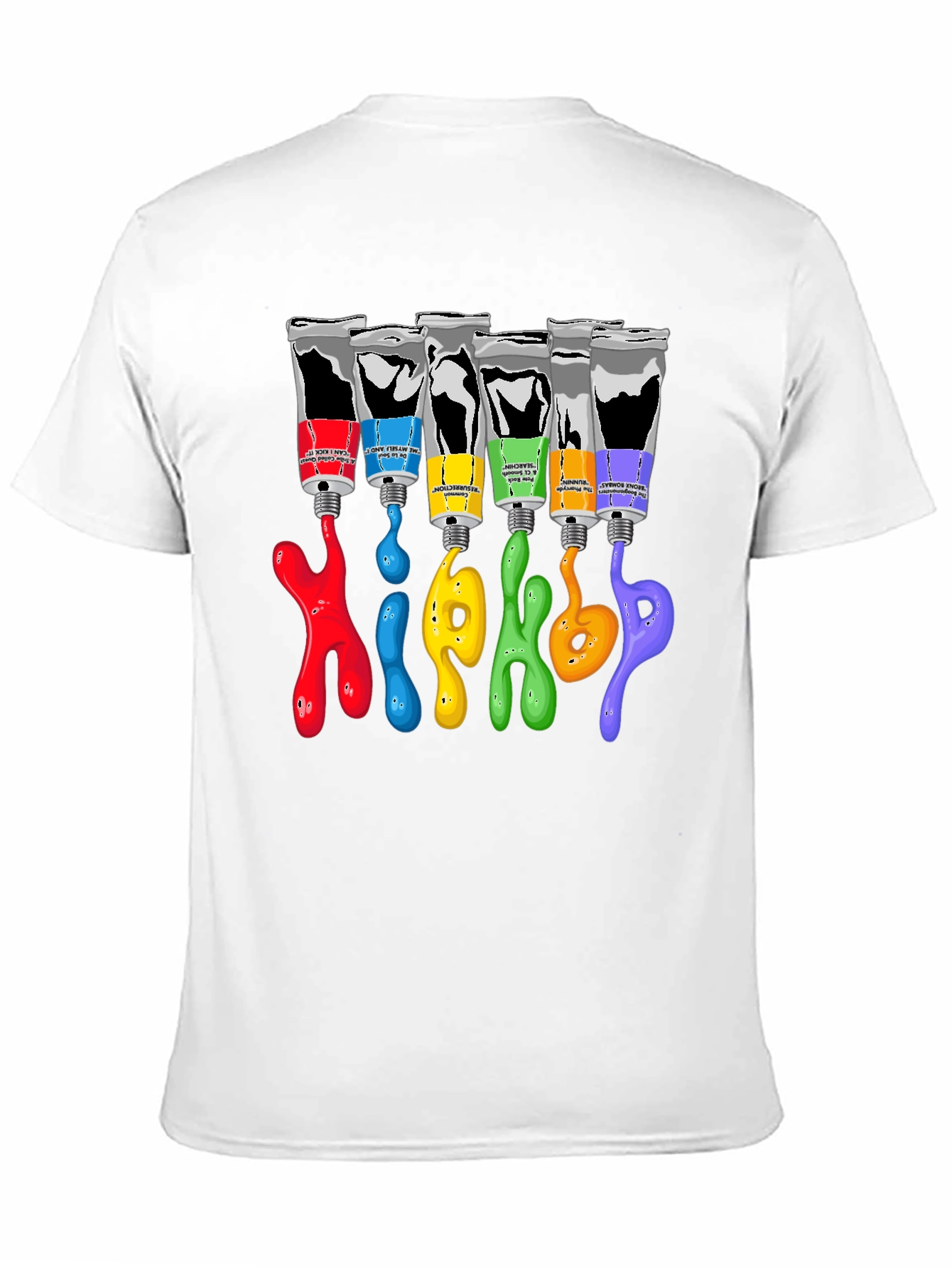 Colorful Paint Tube Graphic Tee - Hip Hop Style