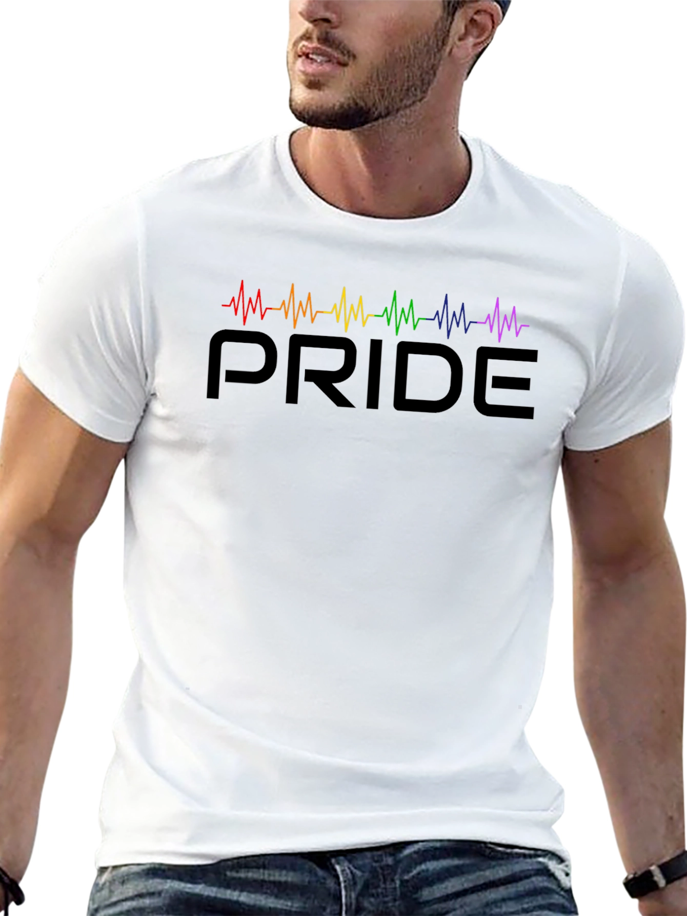 Pride LGBTQ+ Heartbeat T-Shirt - Black