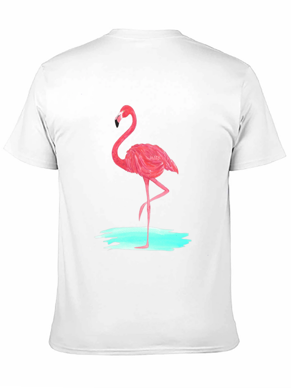Pink Flamingo Graphic Tee - Black Cotton Casual T-Shirt