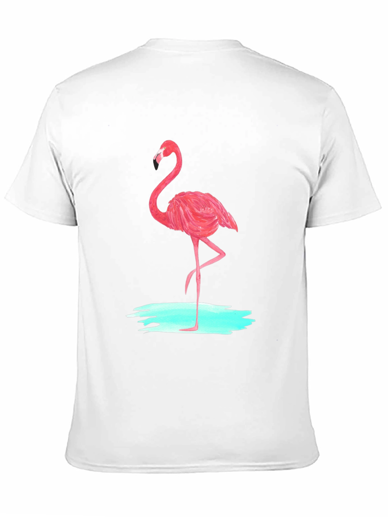 Pink Flamingo Graphic Tee - Black Cotton Casual T-Shirt